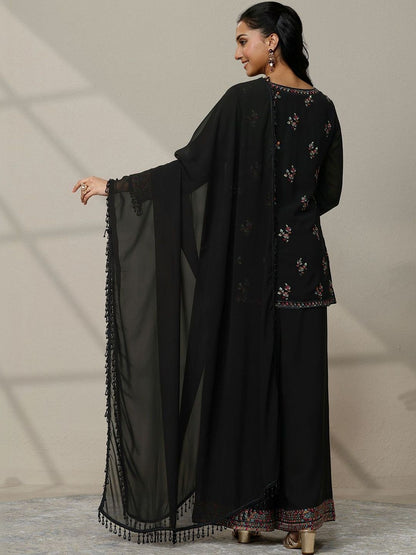 Dhiyona LL Women Floral Embroidered Panelled Thread Work Kurti with Palazzos & With Dupatta