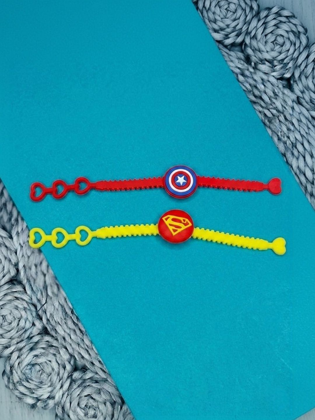 Dhiyona Set Of 2 Superhero Kids Rakhi With Roli Chawal Chandan Mishri