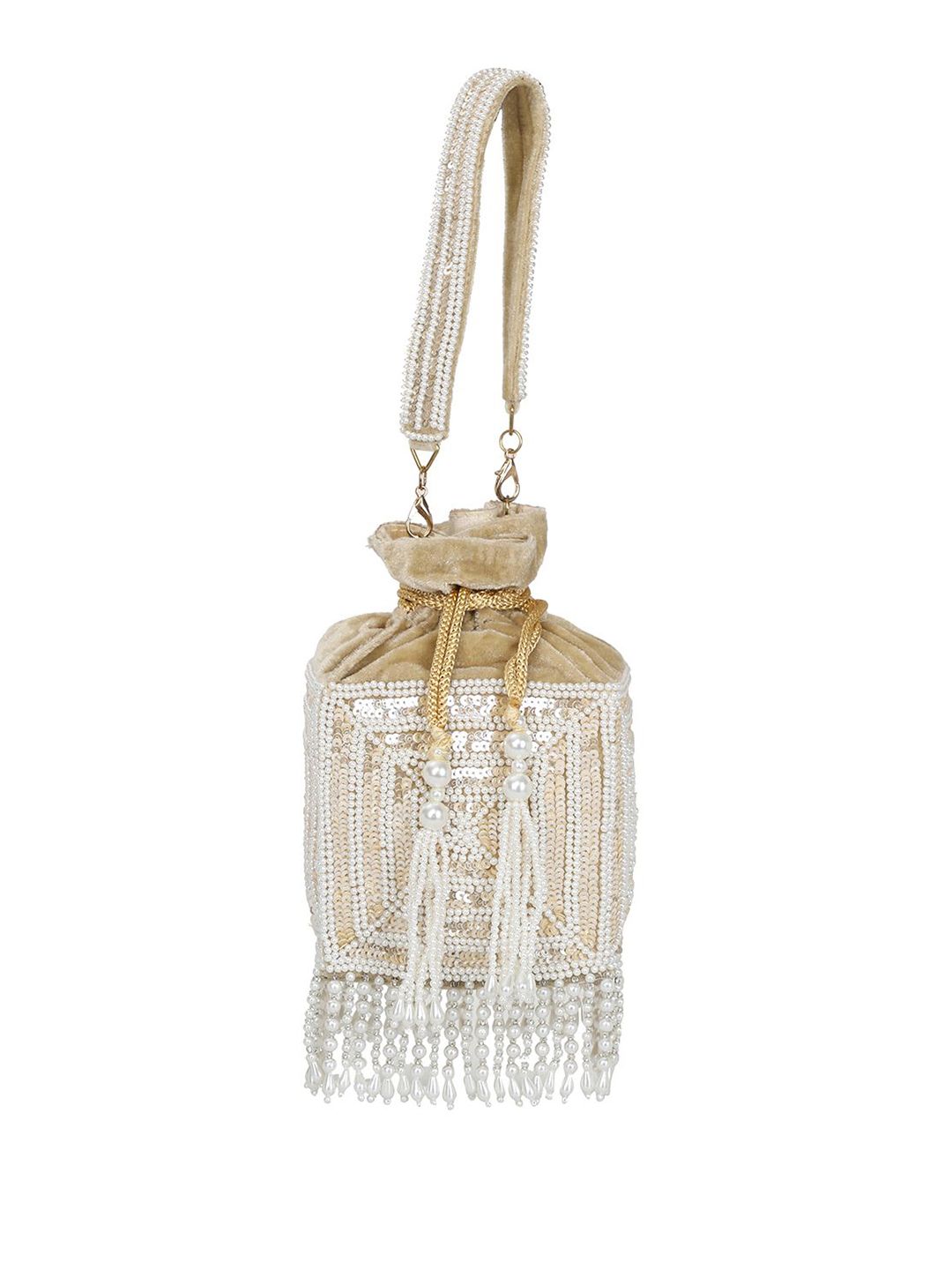 Dhiyona NR Embroidered Pearl Potli Clutch