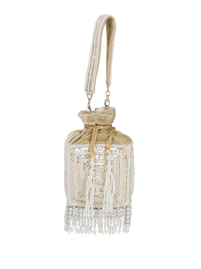 Dhiyona NR Embroidered Pearl Potli Clutch