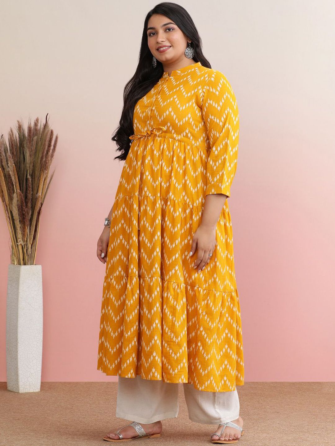Dhiyona AY Women's Printed Pure Cotton Fit & Flared Midi Dress