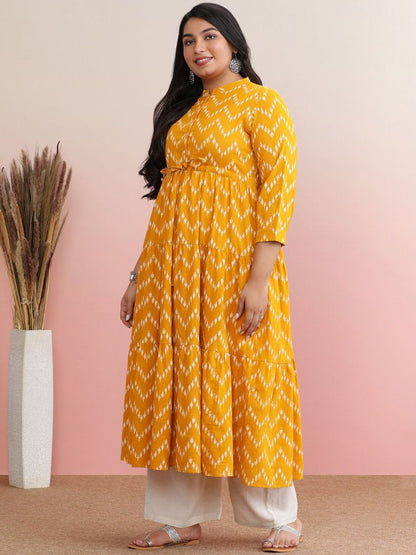 Dhiyona AY Women's Printed Pure Cotton Fit & Flared Midi Dress
