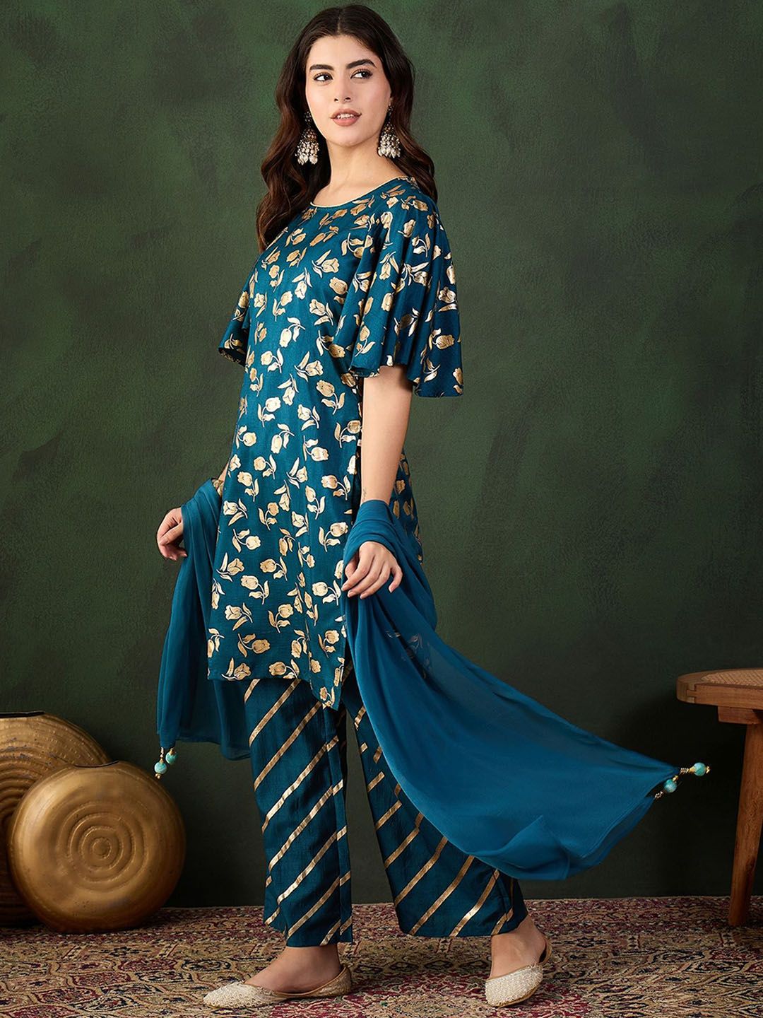 Dhiyona SN Embroidered Kurta & Palazzo With Dupatta