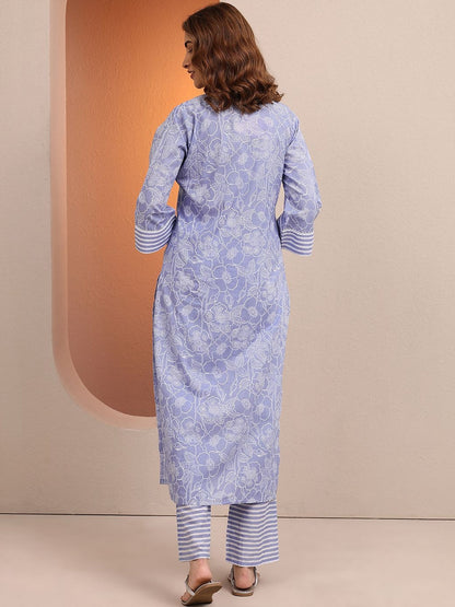 Women Floral Printed Regular Kurta with Trousers