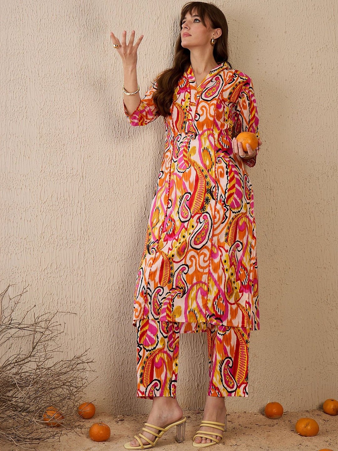 Women Paisley Printed Regular Pure Cotton Kurta with Trousers