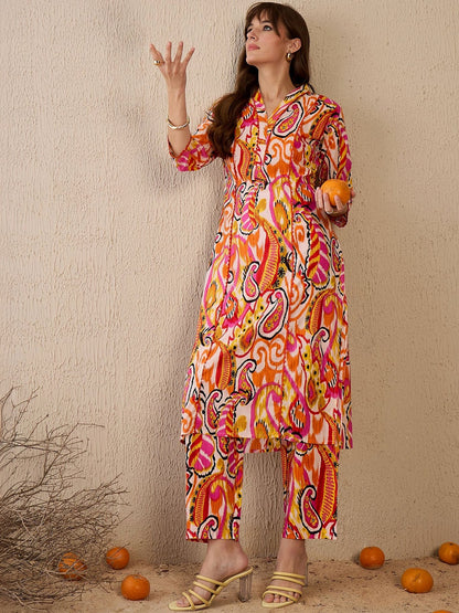 Women Paisley Printed Regular Pure Cotton Kurta with Trousers