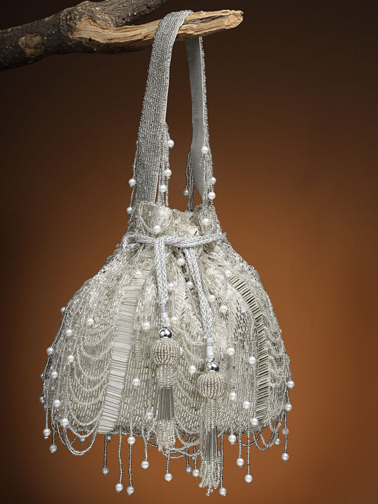 Dhiyona NR Embellished Tasselled Potli Clutch