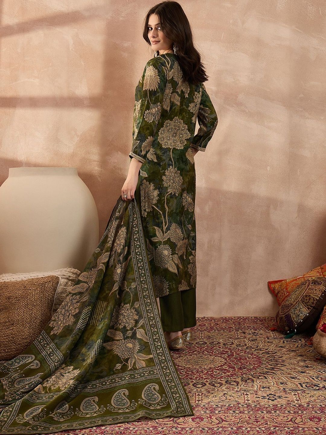 Dhiyona KL Women Floral Printed Regular Kurta with Palazzos & With Dupatta