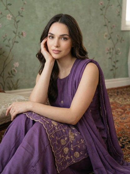 Women Floral Embroidered Regular Kurta with Sharara & With Dupatta