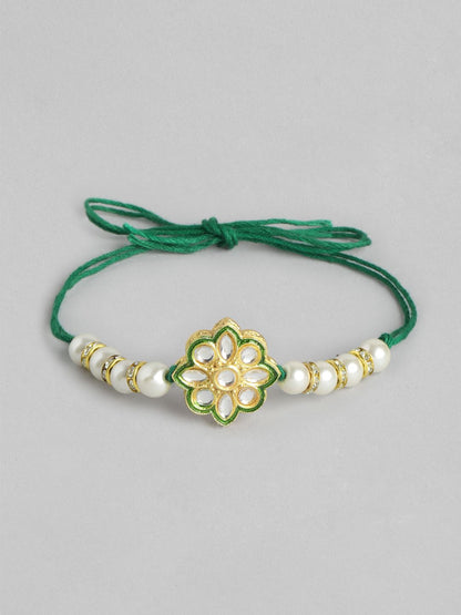 Dhiyona Unisex Set of 2 Beaded Bhai Bhabhi Rakhis With Roli & Chawal