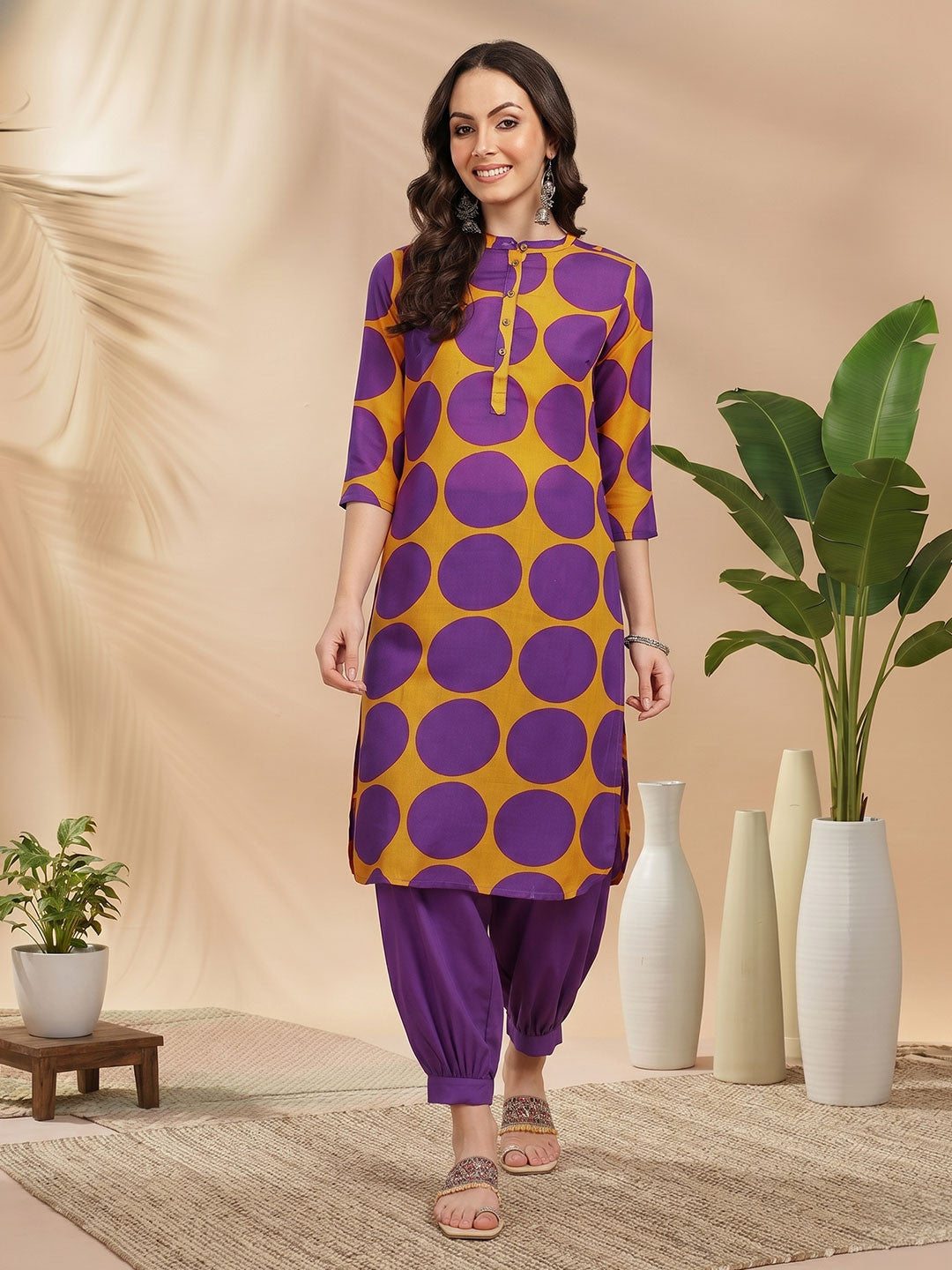 Geometric Print Kurta with Salwar