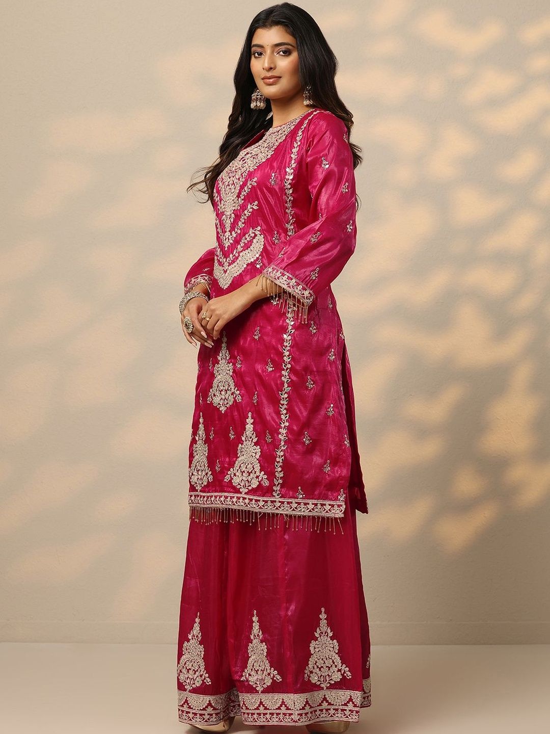 Dhiyona LL Women Ethnic Motifs Embroidered Kurta with Sharara & Dupatta