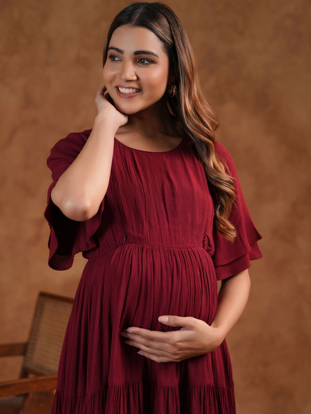 Dhiyona AY Women's Fit & Flared Midi Maternity Ethnic Dresses