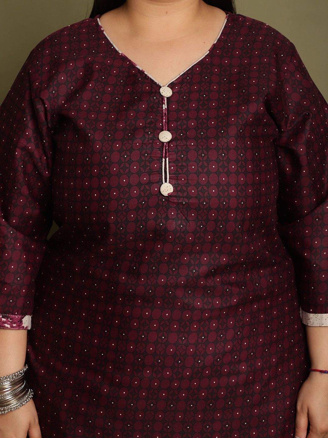 Dhiyona KL Women Geometric Printed V-Neck Regular Kurti with Salwar & Dupatta