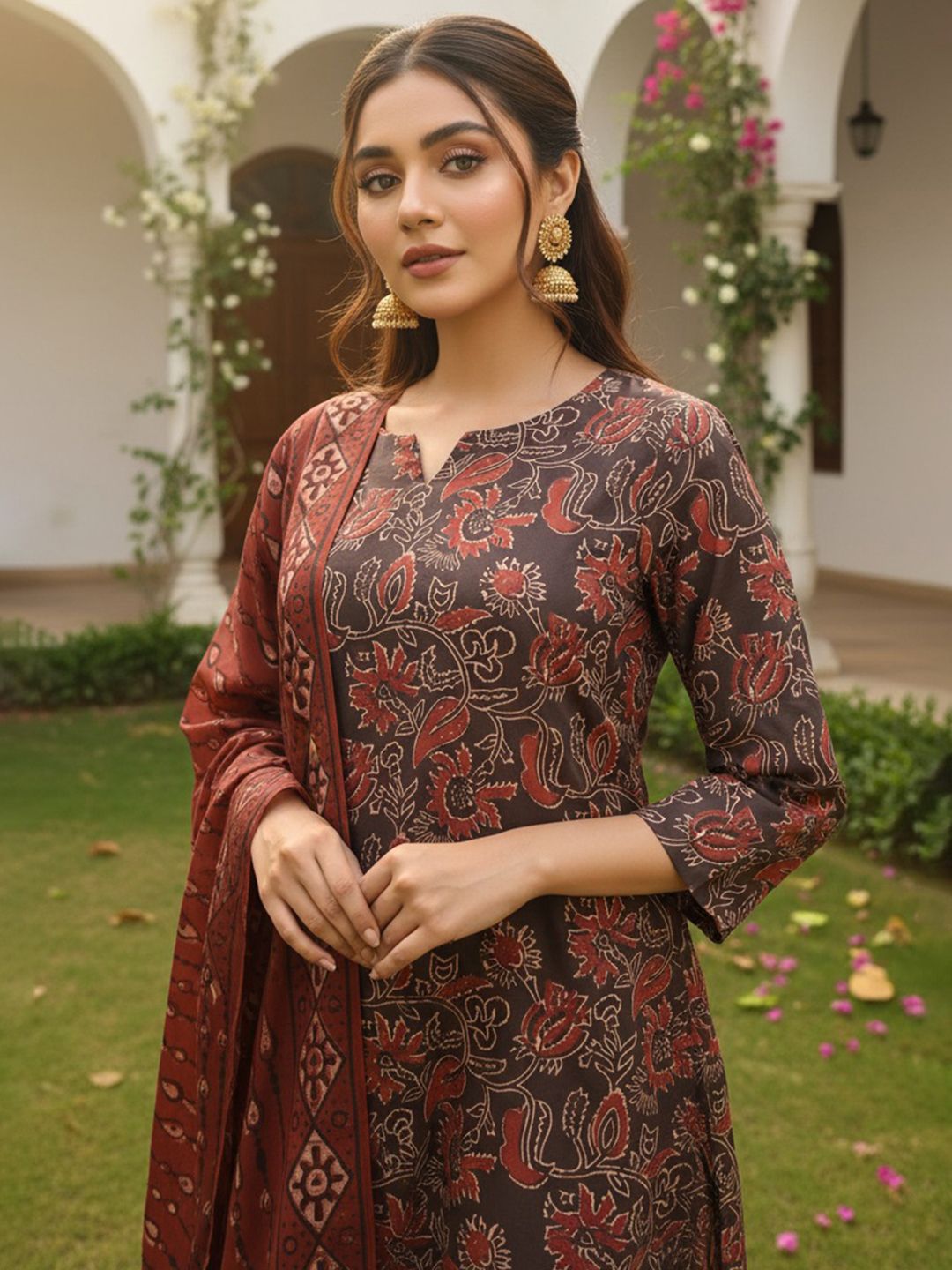 Dhiyona KL Ethnic Motifs Printed Kurta with Trousers & Dupatta