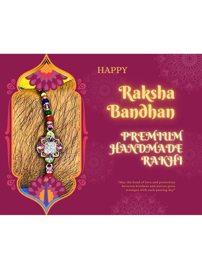 Dhiyona Set Of 3 Beaded Cotton Thread with AD Stones & Meenakari Designer Rakhi for Brother