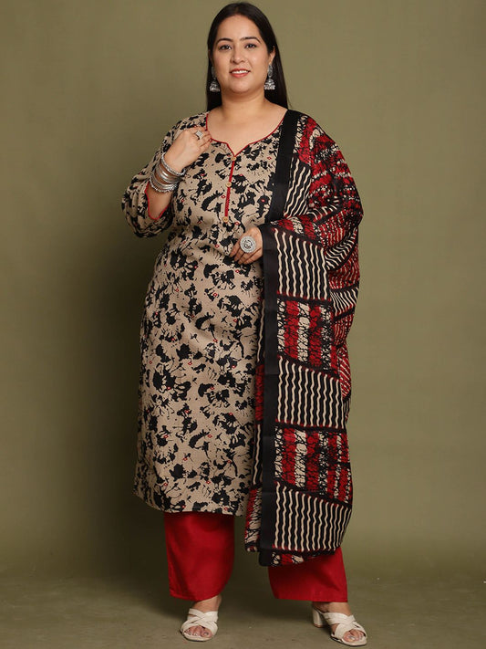 Dhiyona KL Women Floral Printed Regular Kurta with Salwar & With Dupatta