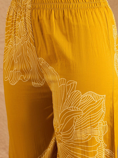 Floral Printed with Embroidered V-Neck Kurta & Trousers
