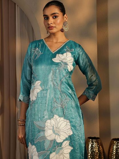 Women Floral Embroidered Regular Thread Work Kurta with Trousers & With Dupatta