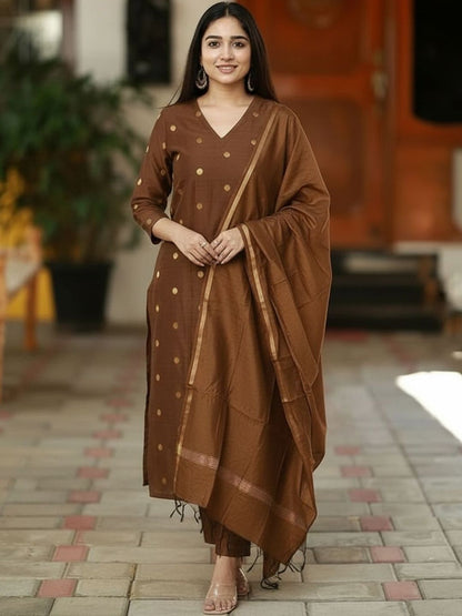 Dhiyona KL Women Regular Kurta with Trousers & With Dupatta