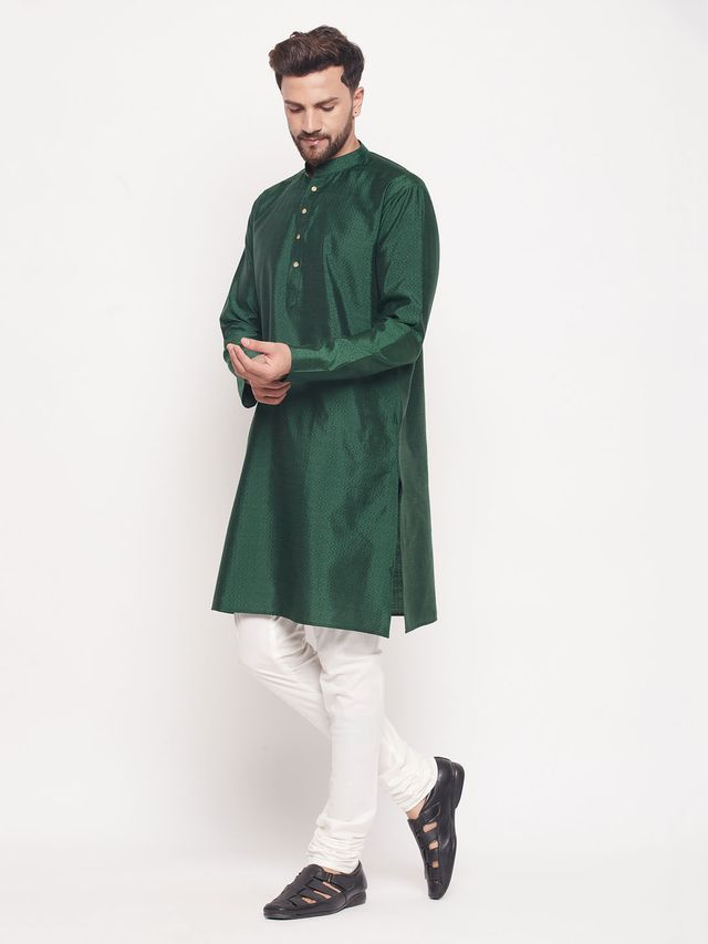 Men's Blue Silk Blend Straight Kurta