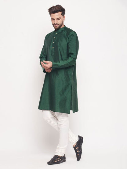 Men's Blue Silk Blend Straight Kurta