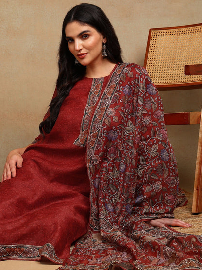 Women Ethnic Motifs Regular Chanderi Cotton Kurta with Trousers & With Dupatta