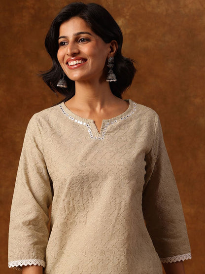 Dhiyona AN Women Ethnic Motifs Embroidered Mirror Work Kurta with Sharara & With Dupatta