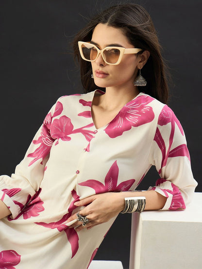 Women Floral Printed Regular Kurta with Trousers
