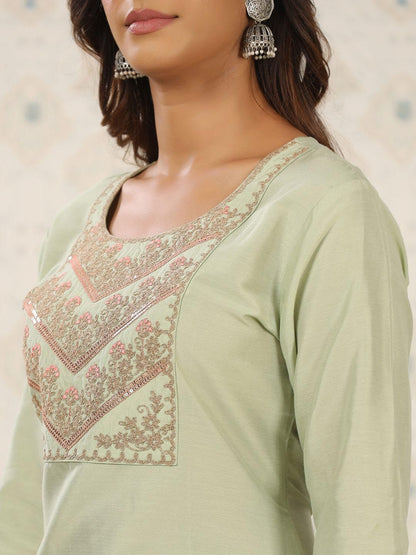 Dhiyona OD  Women Floral Embroidered Flared Sleeves Mirror Work Kurta