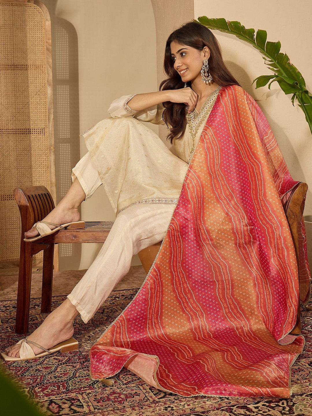 Embroidered Round Neck Kurta & Trousers Kurta Sets