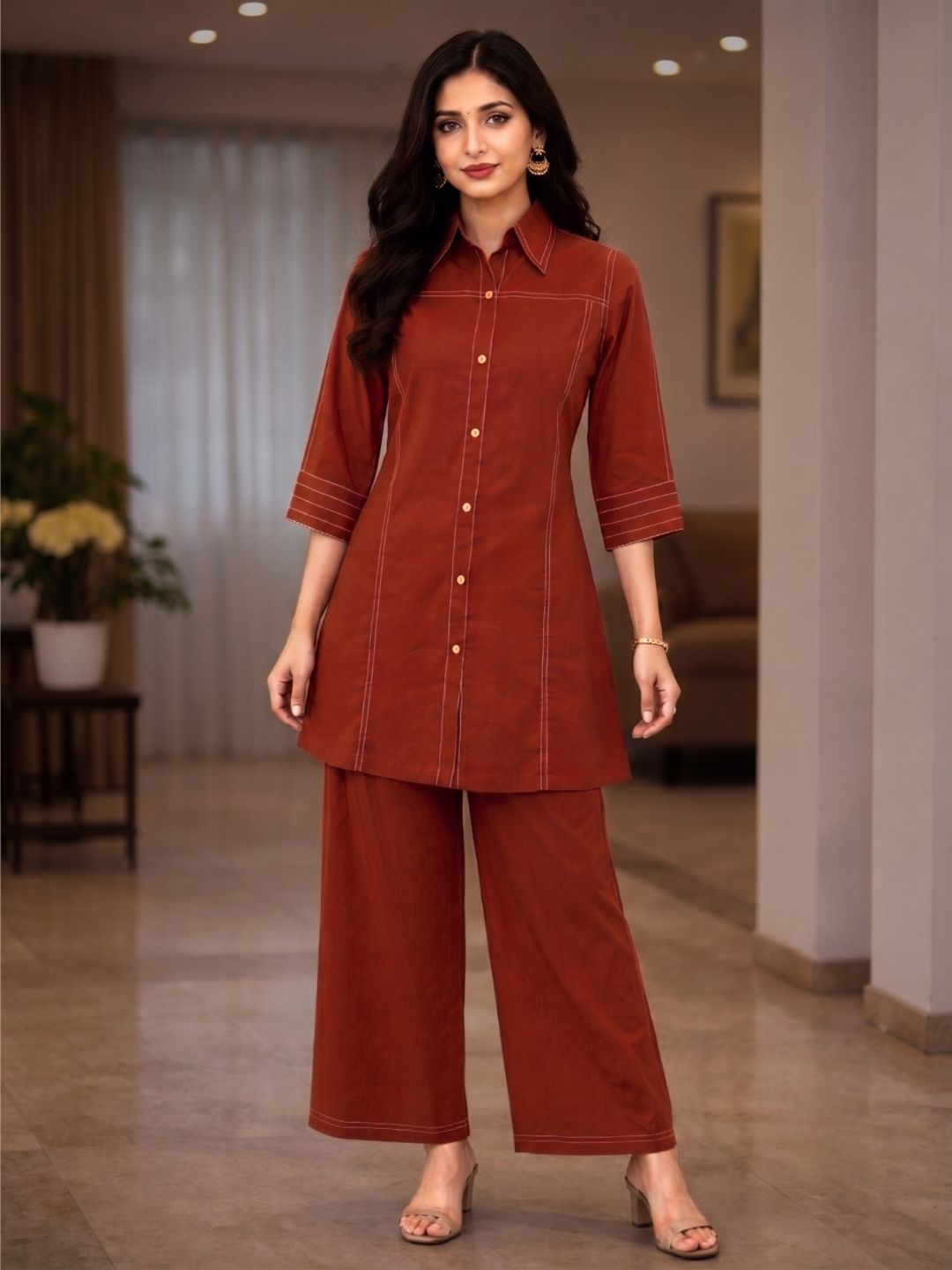 Akshara Apricot Cotton Co-ord Set