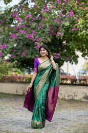 Women Krishna Green Saree With Unstiched Blouse