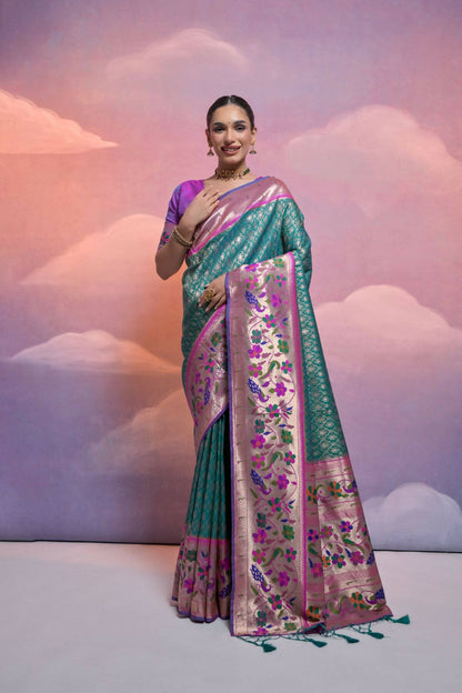 Women Paithani Vani Rama Saree With Unstiched Blouse