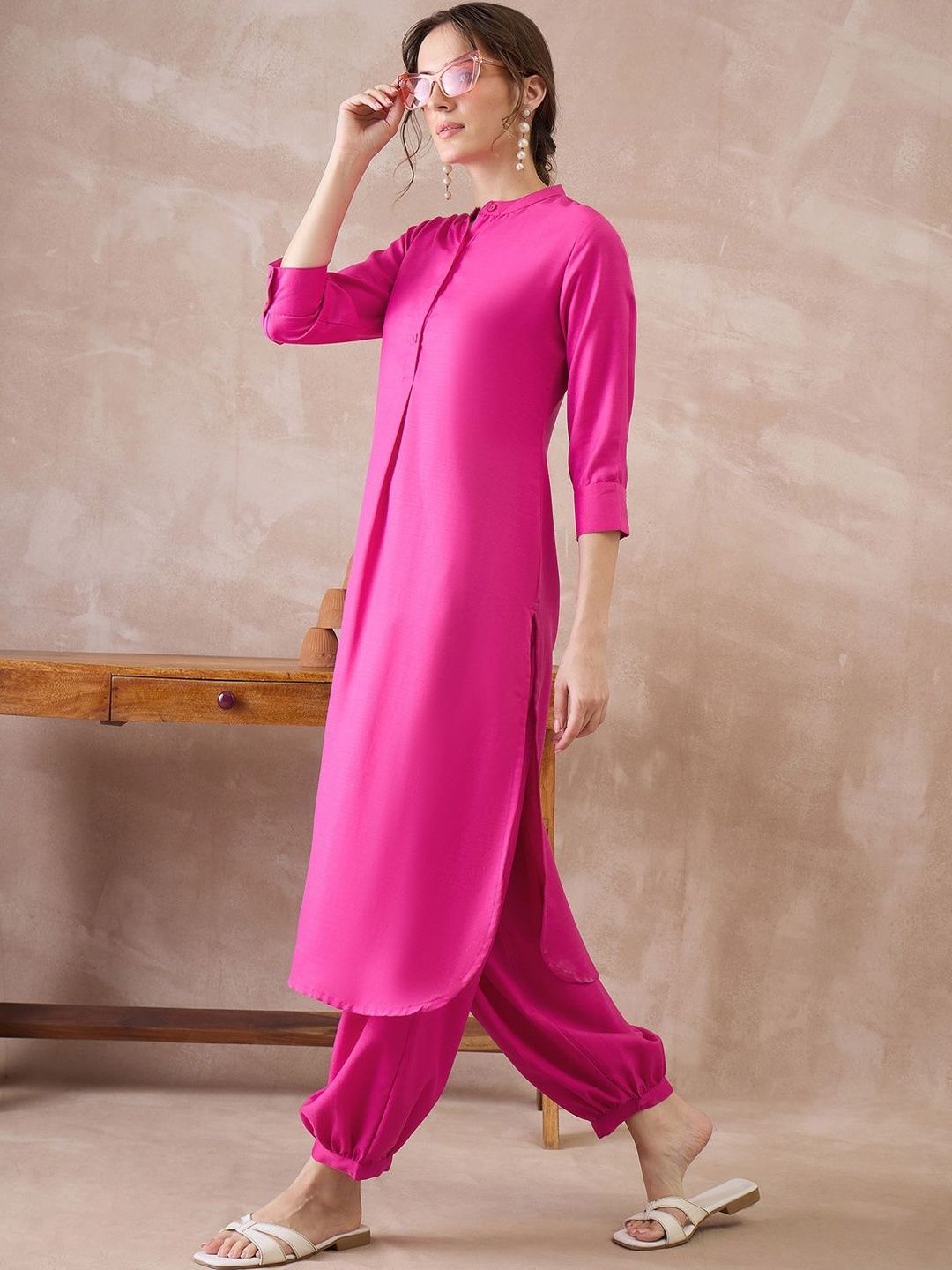 Women Regular Pure Cotton Kurta with Harem Pants