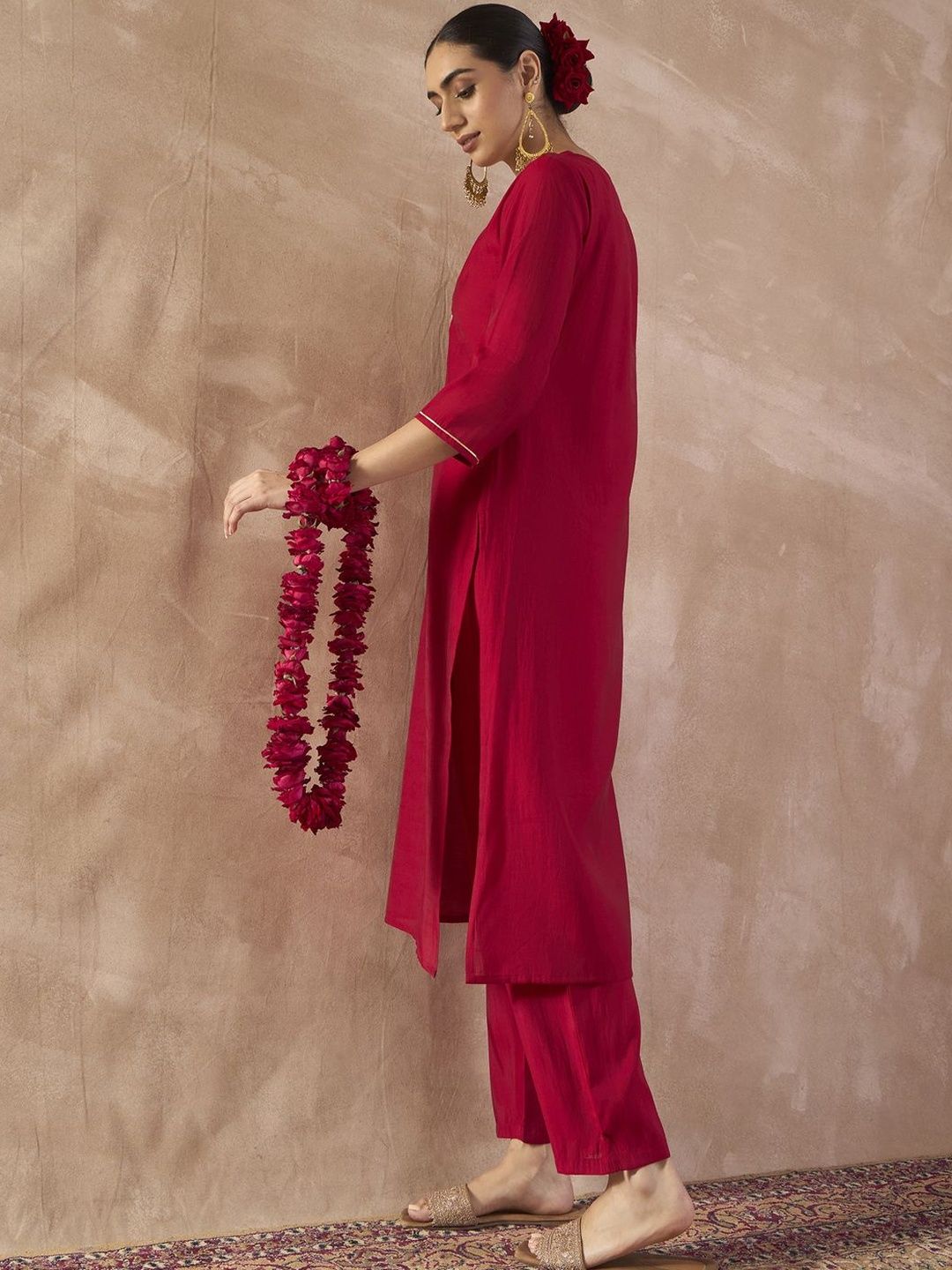 Dhiyona IE Embroidered Round Neck Tunic With Trousers