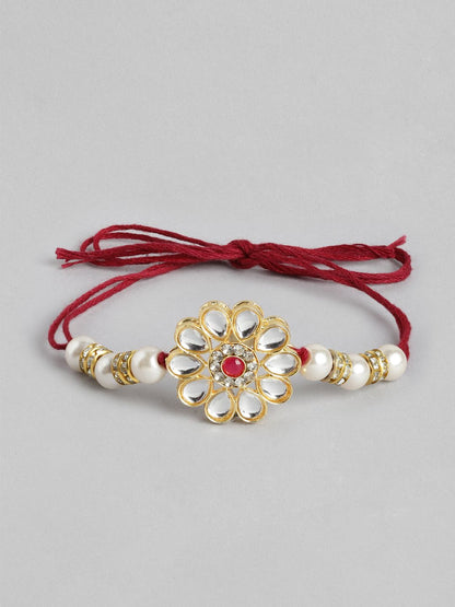 Dhiyona Unisex Set of 2 Beaded Bhai Bhabhi Rakhis With Roli & Chawal