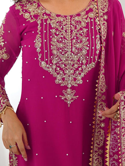 Dhiyona KL Women Ethnic Motifs Embroidered Regular Sequinned Kurta with Sharara & Dupatta