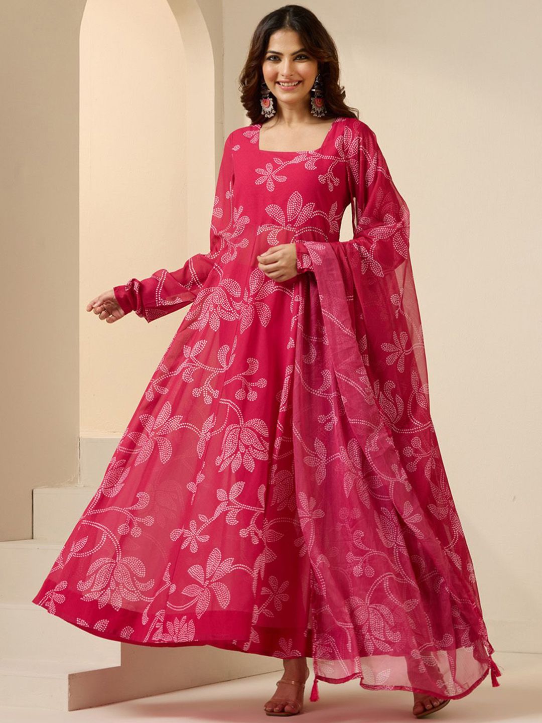 Dhiyona IS Women's Women Floral Printed Panelled Kurta with Trousers & With Dupatta