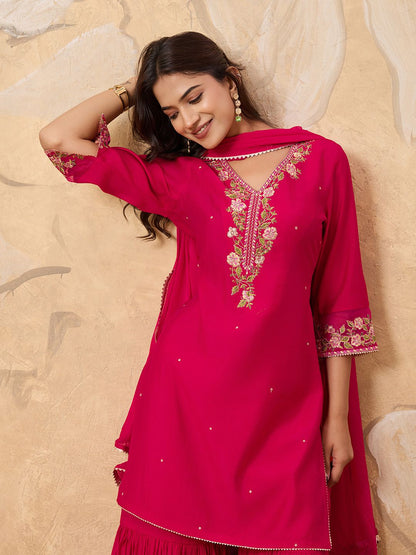 Dhiyona HOP Embroidered Sharara Set With Dupatta