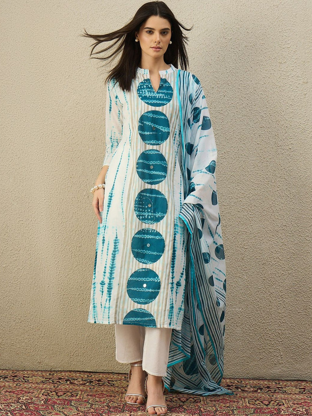 Women Printed Regular Pure Cotton Kurta with Trousers & With Dupatta