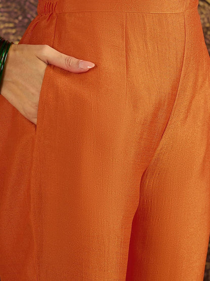 Embroidered Round Neck Kurta Trousers & Dupatta