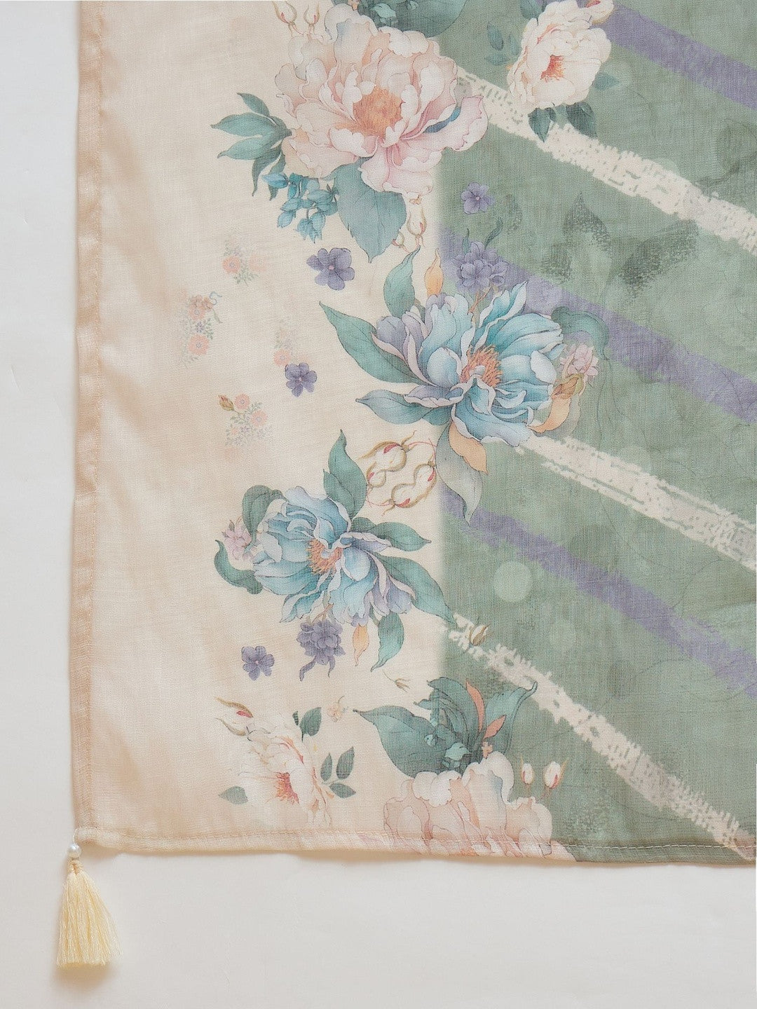 Women Floral Printed Regular Linen Kurta with Trousers & With Dupatta
