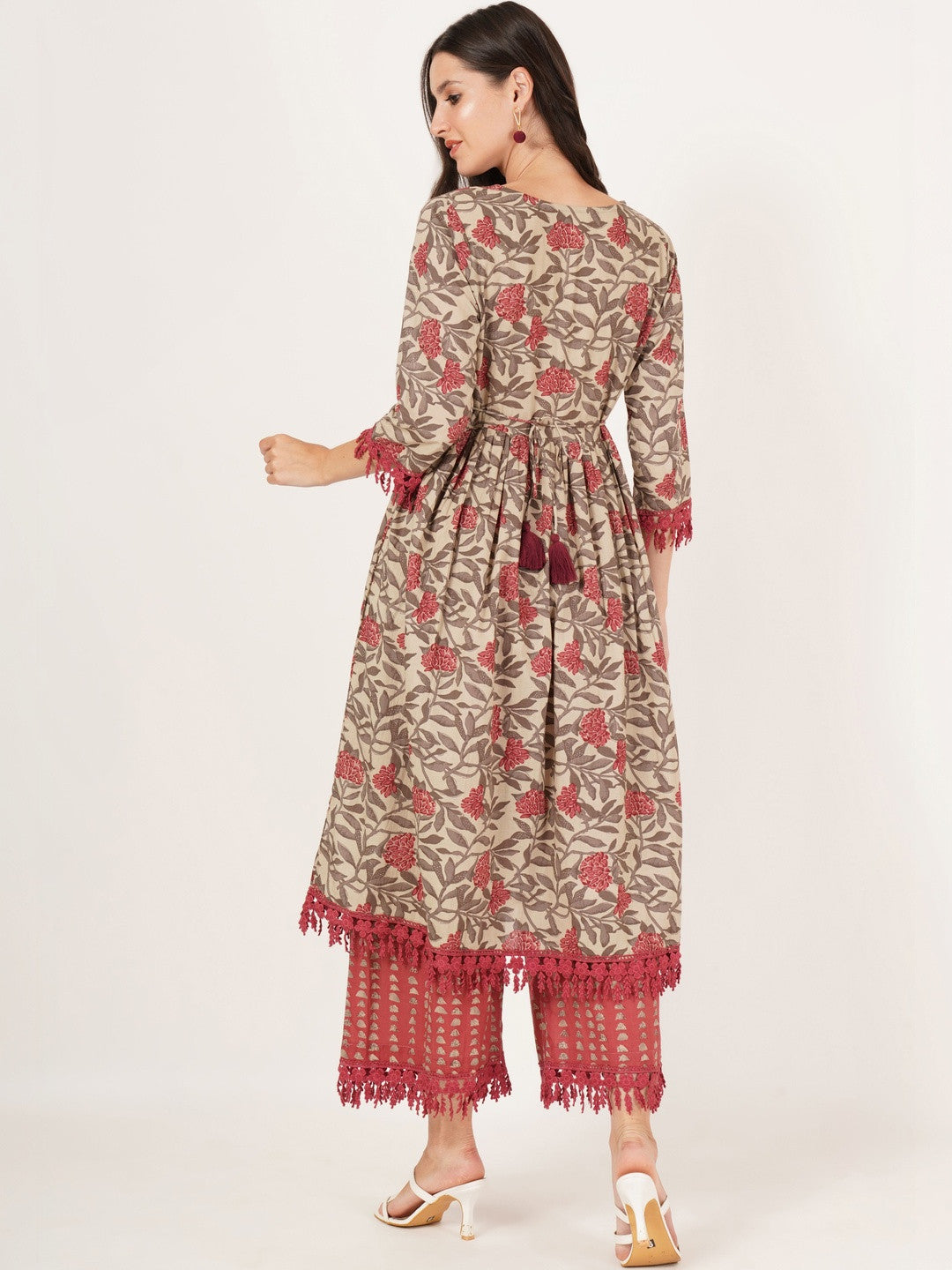 Women Floral Printed Regular Pure Cotton Kurta with Palazzos