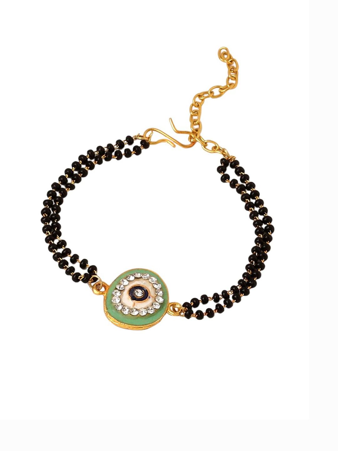 Dhiyona Set Of 2 Green Round Shape Artificial Stones Bhaiya Bhabhi Rakhi With Roli Chawal