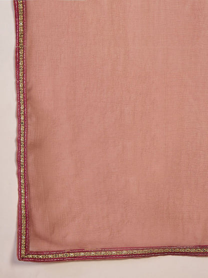Dhiyona SN Floral Embroidered Silk Anarkali Kurta & Palazzo With Dupatta