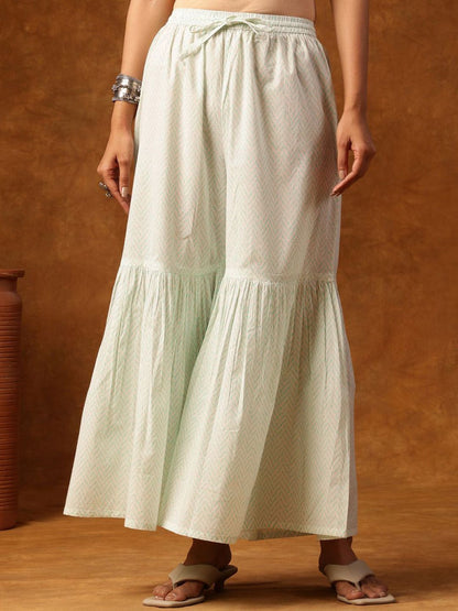 Dhiyona AN Floral Embroidered Notch Neck Thread Work Straight Kurta & Sharara With Dupatta