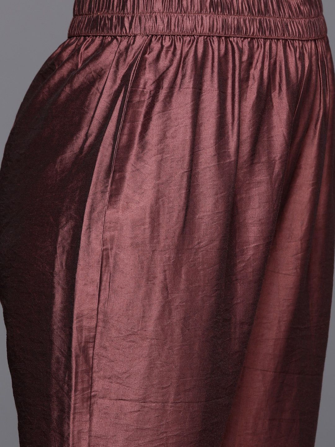 Maroon Women Ethnic Motifs Printed Regular Chanderi Silk Kurta with Trousers & With Dupatta