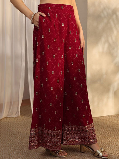 Dhiyona LL Women Ethnic Motifs Printed Panelled Kurta with Palazzos & With Dupatta