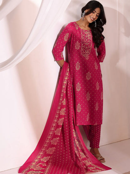 Women Ethnic Motifs Printed Regular Kurta with Trousers & With Dupatta